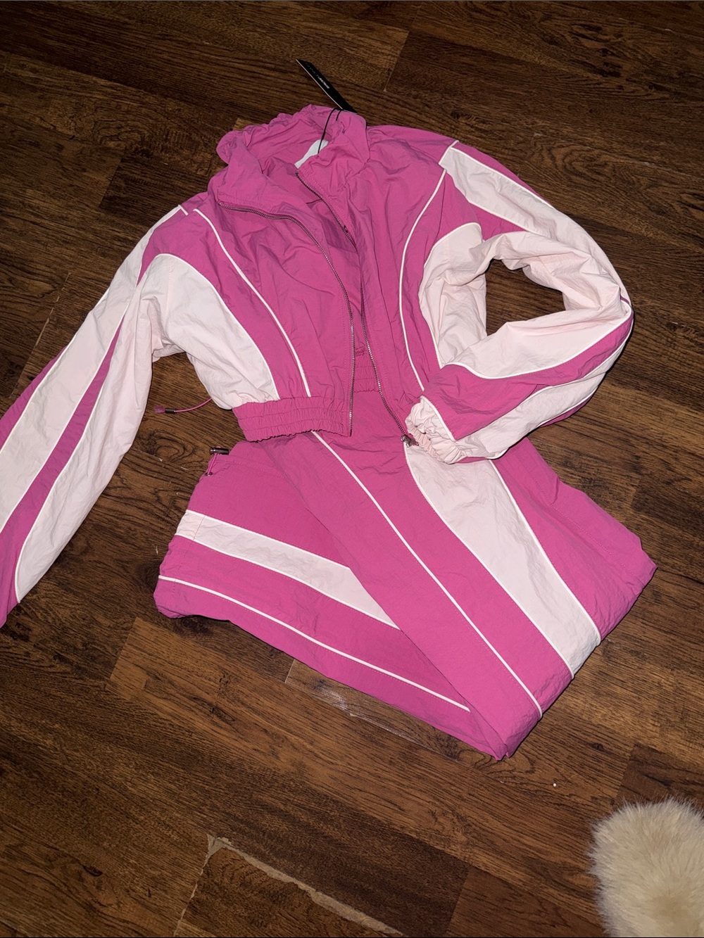Fashion Nova Pink Colorblock Windbreaker Jacket